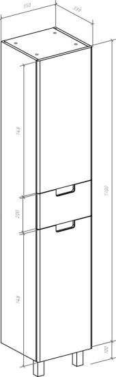 Пенал Bellezza Пегас 35 R, с бельевой корзиной, белый