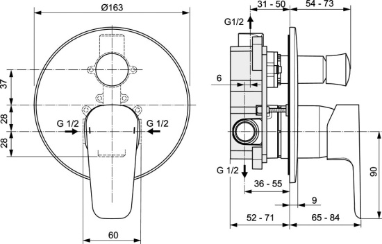 Смеситель для душа Ideal Standard Ceraplan III A6383AA с внутренней частью