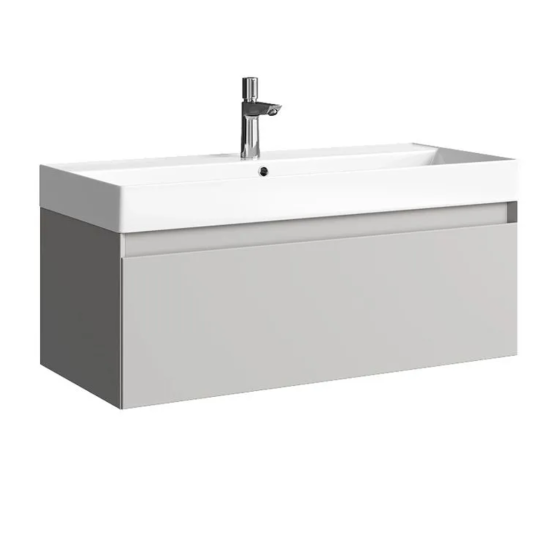 Тумба с раковиной Aqwella 5 stars Geometria 100 подвесная, 1 ящик, серый туман