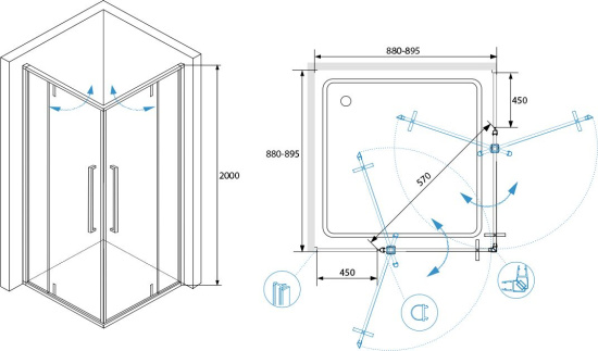 Душевой уголок RGW Stilvoll SV-33 90х90