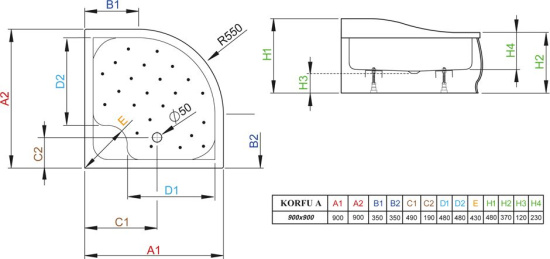 Поддон для душа Radaway Korfu A900