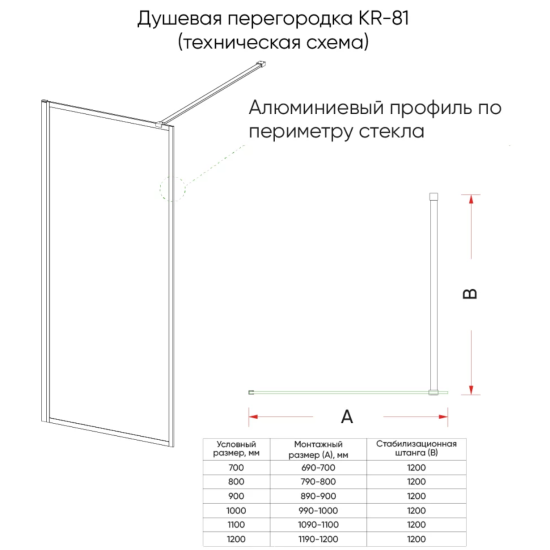 Душевая перегородка Veconi Korato KR81GR-70-01-C8