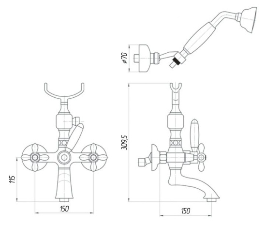 Смеситель для ванны Migliore Princeton Plus ML.PRP-8002.CRDO