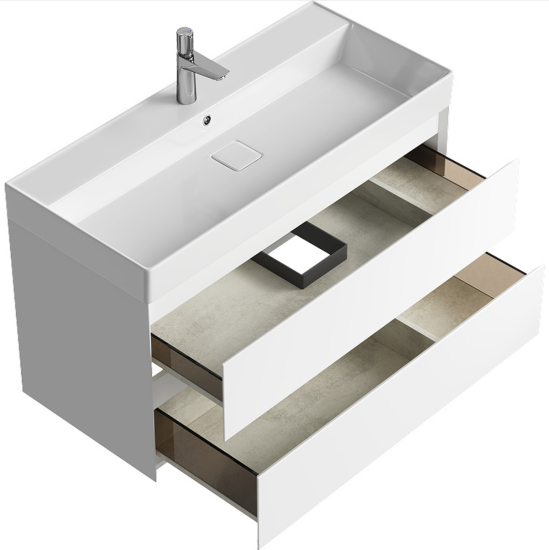 Тумба с раковиной Aqwella 5 stars Geometria 100 подвесная, 2 ящика, белая