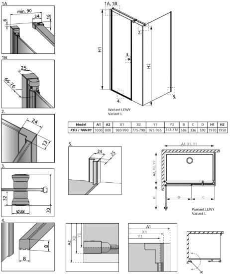 Душевой уголок Radaway EOS KDS I 100x80 L