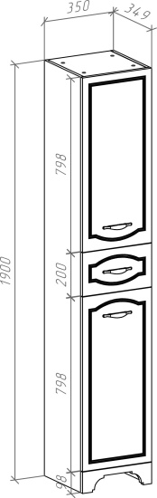 Пенал Bellezza Тиффани 35 белый, патина золото