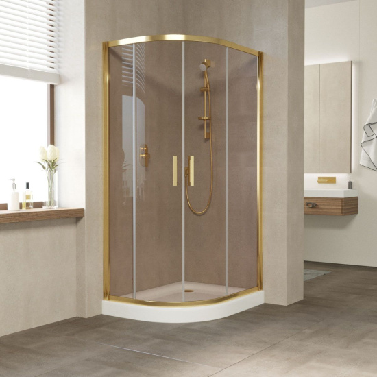 Душевой уголок Vegas Glass ZS-F 90*80 09 05 профиль золото, стекло бронза
