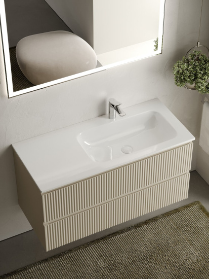 Тумба с раковиной Sancos Snob R 100 Beige Soft правая SNR100RCE, подвесная