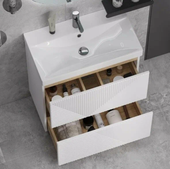 Тумба с раковиной Velvex Edge 70.2Y напольная, белая