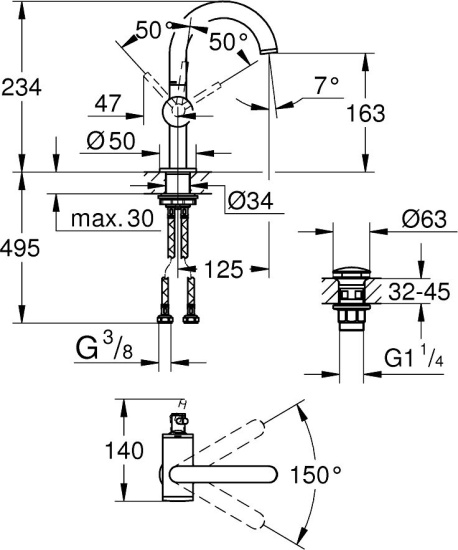 Смеситель для раковины Grohe Atrio New 32043GL3 холодный рассвет