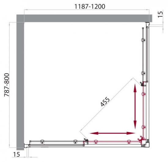 Душевой уголок BelBagno Uno-AH-2-120/80-P-Cr