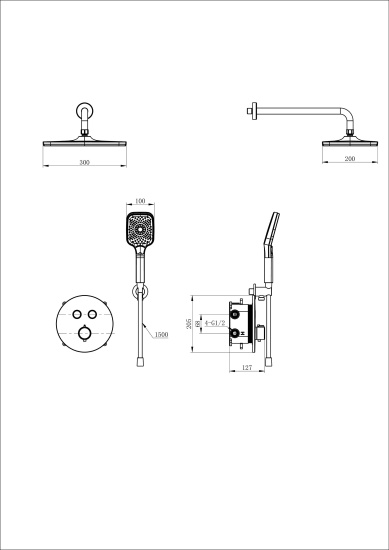 Душевая система Wonzon & Woghand WW-D2017-A-BGG с термостатом