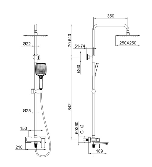 Душевая система Wonzon & Woghand Forza WW-739031-CR