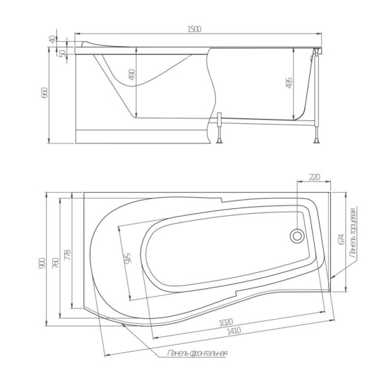 Акриловая ванна Alex Baitler Orta 150 L