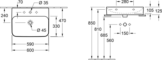 Тумба с раковиной Villeroy & Boch Finion 80 peony matt lacquer, glass white matt, с настенным освещением