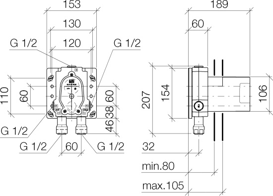 Смеситель для душа Dorn Bracht Meta 36120660-33 с внутренней частью, черный матовый
