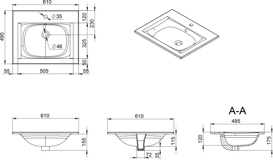 Мебель для ванной AM.PM Spirit V2.0 60 белый глянец