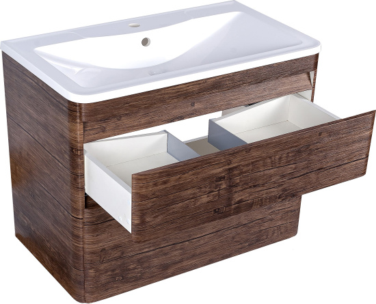 Тумба с раковиной Style Line Атлантика 90 Люкс Plus, подвесная, старое дерево