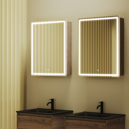 Зеркало-шкаф Sancos Mirror 60 дуб чарльстон, с LED подсветкой