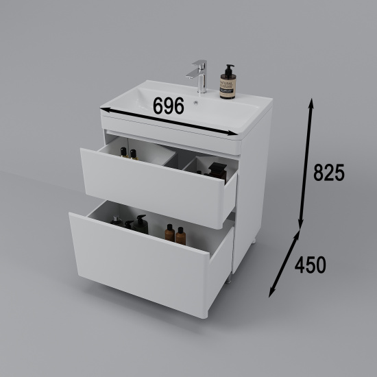 Тумба с раковиной Style Line Атлантика 70 Люкс антискрейч, Plus напольная