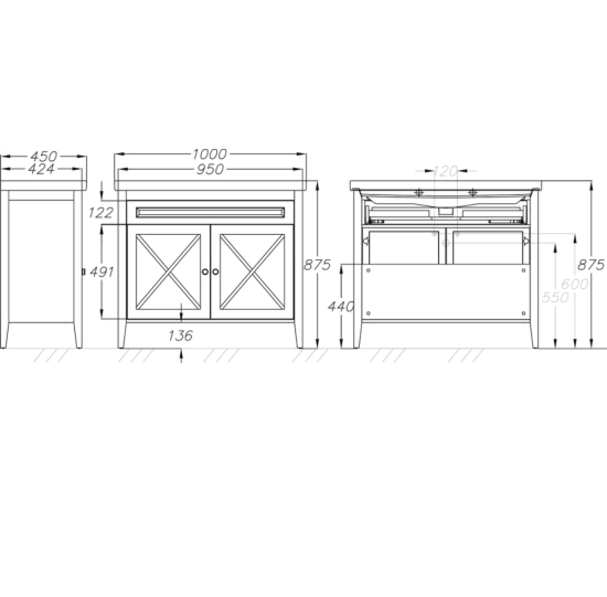 Тумба с раковиной Opadiris Палермо 100 белая матовая