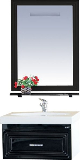 Тумба с раковиной Misty Европа 60 черная эмаль