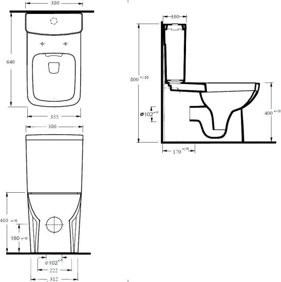 Унитаз-компакт beWash Starnberg 72453501 с сиденьем микролифт, с функцией биде