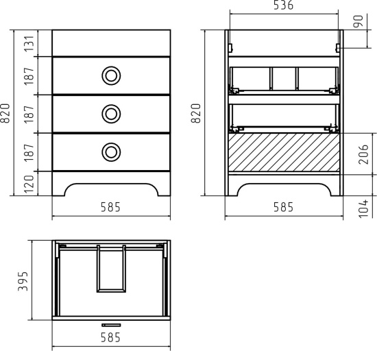 Тумба с раковиной Misty Лейла 60 белая