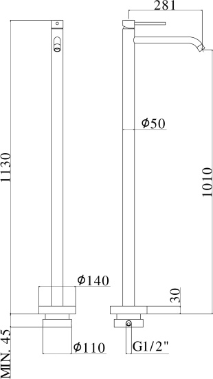 Смеситель для раковины Paffoni Light LIG031NO напольный