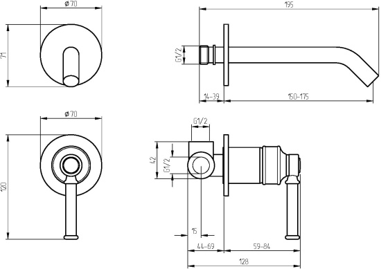 Смеситель для раковины Migliore Ermitage Mini 30198 с внутренней частью, золото