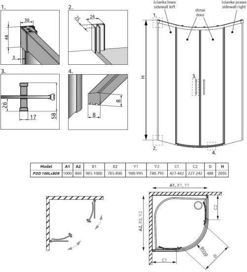 Душевой уголок Radaway Idea PDD 100х80
