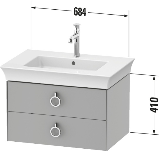Тумба с раковиной Duravit White Tulip 75 2 ящика, с ручкой, шелковисто-матовый