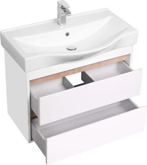 Тумба с раковиной Aquaton Нортон 80, подвесная, белый глянец