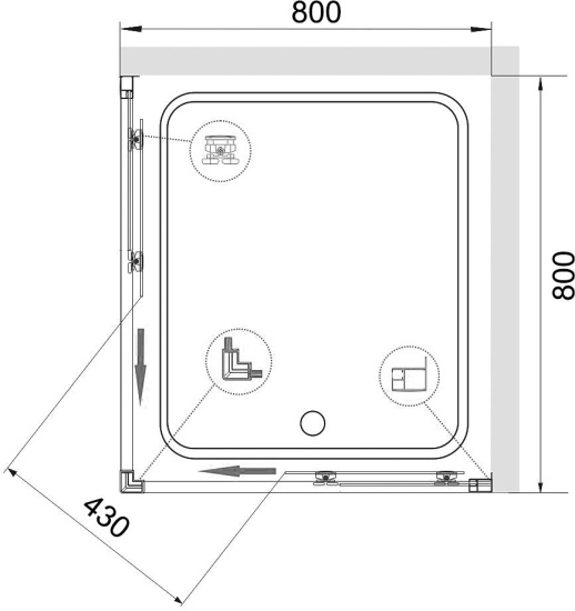 Душевой уголок RGW Classic CL-34B 80x80 профиль черный