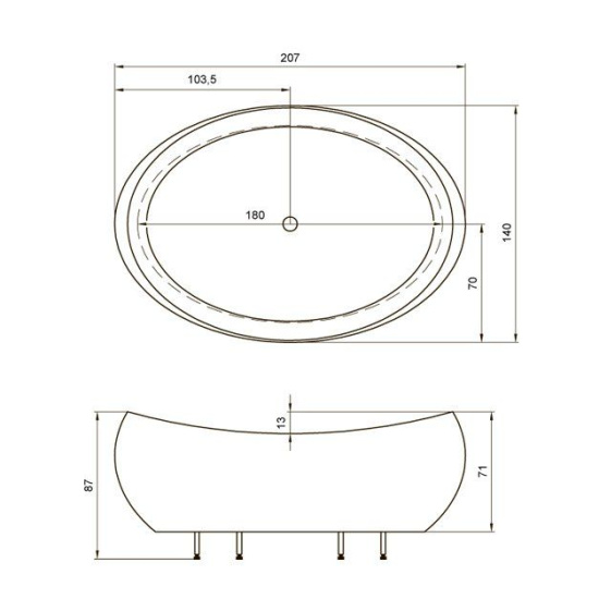 Акриловая ванна Aquatika Зеро 207 см Standart