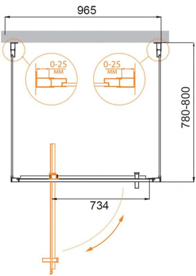 Душевой уголок Cezares Molveno-BA2-70/80-C-Cr-IV