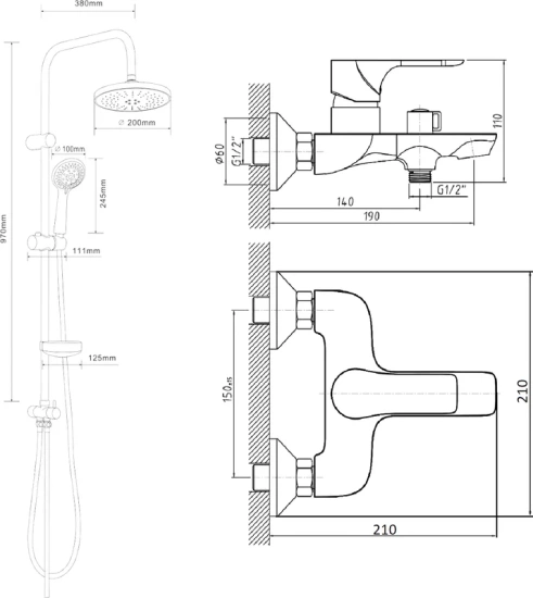 Душевая стойка Orange Aristo M19-933w белая