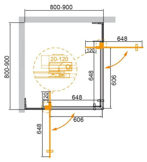 Душевой уголок Cezares Slider-A-2-70/80-C-NERO