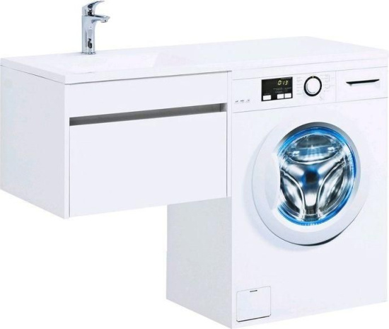 Тумба с раковиной Aquanet Токио 120 L белая подвесная, 1 ящик