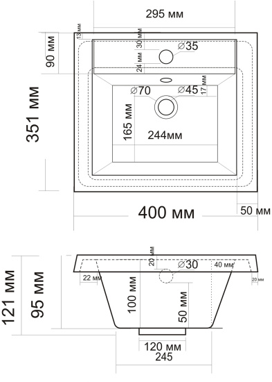 Тумба с раковиной Misty Алиса 40 напольная, белая