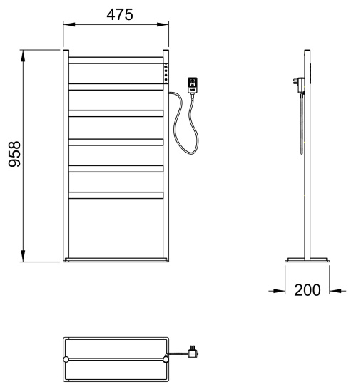Полотенцесушитель электрический Wonzon & Woghand Essen WW-A406-MB напольный