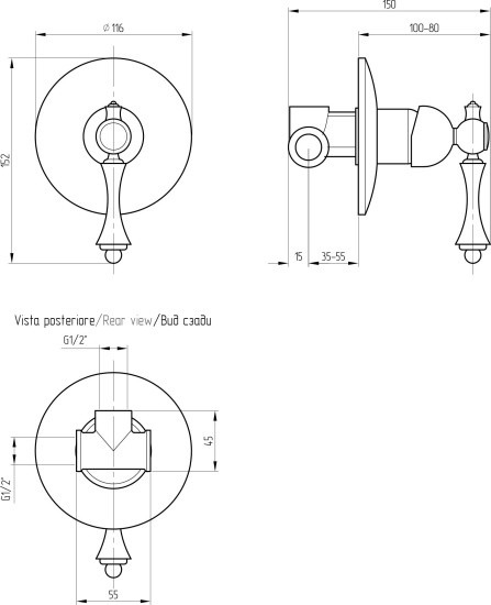 Смеситель для душа Migliore Bomond 30010 с внутренней частью, бронза