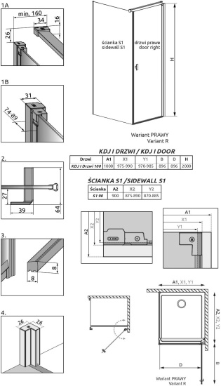 Душевой уголок Radaway Nes KDJ I 100x90 R