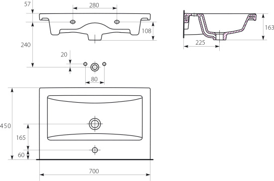 Мебель для ванной Style Line Лотос 70 Plus подвесная, шелк зебрано