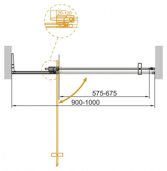 Душевая дверь в нишу Cezares Slider-B-1-100/110-GRIGIO-Cr