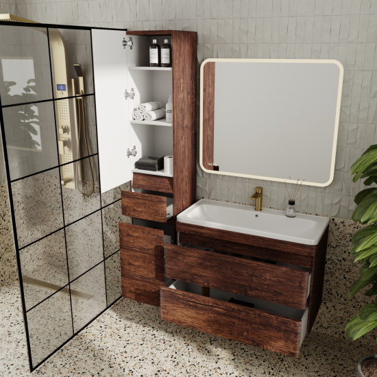 Пенал Style Line Атлантика 35 L Люкс старое дерево, с корзиной, Plus