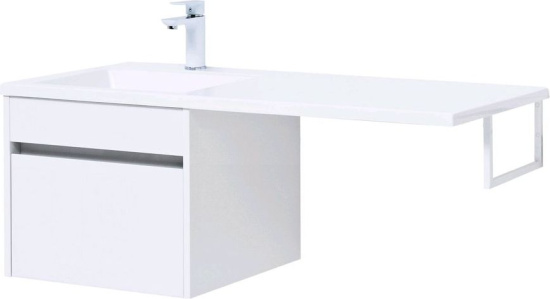 Тумба с раковиной Aquanet Токио 110 L белая подвесная, 1 ящик