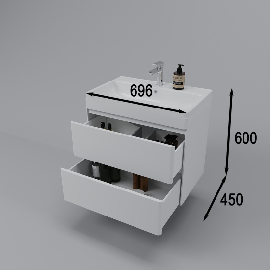 Тумба с раковиной Style Line Атлантика 70 Люкс антискрейч, Plus подвесная