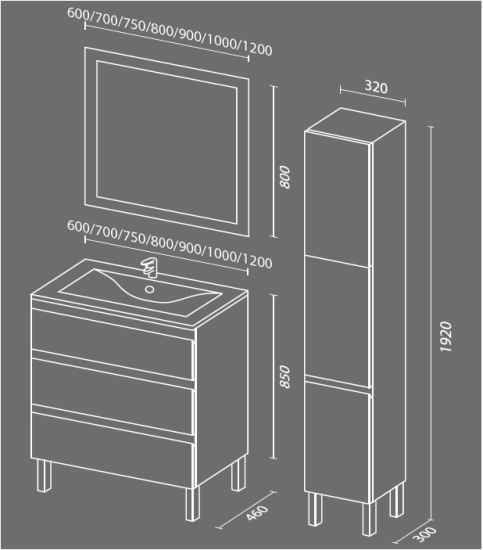 Мебель для ванной Sanvit Авеню 3 80 сталь