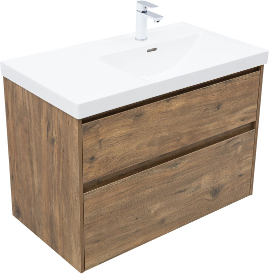 Тумба с раковиной Aquanet Nova Lite 2.0 90 R 2 ящика, дуб рустикальный